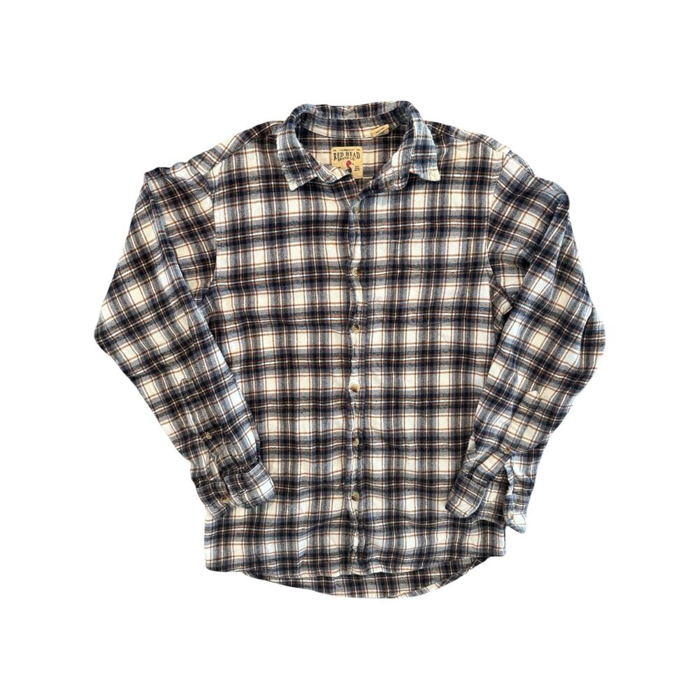 Red Head Plaid Flannel Shirt Mens Small Brown Cotton Bass Pro - Picture 2 of 9